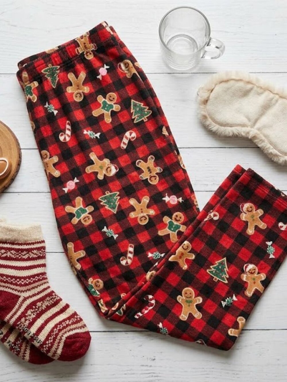 SO Plaid Gingerbread pull-on mid rise seasonal PJ's bottoms size XL